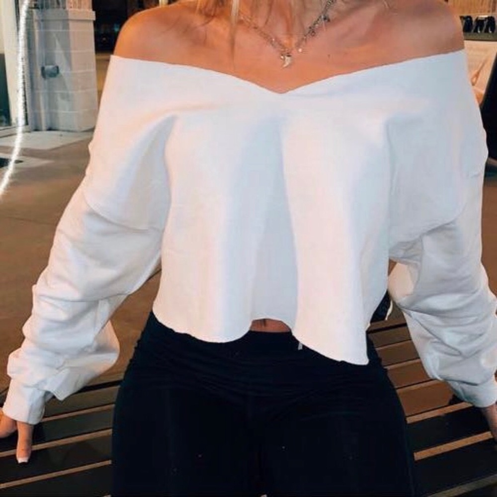 White off shoulder sweatshirt